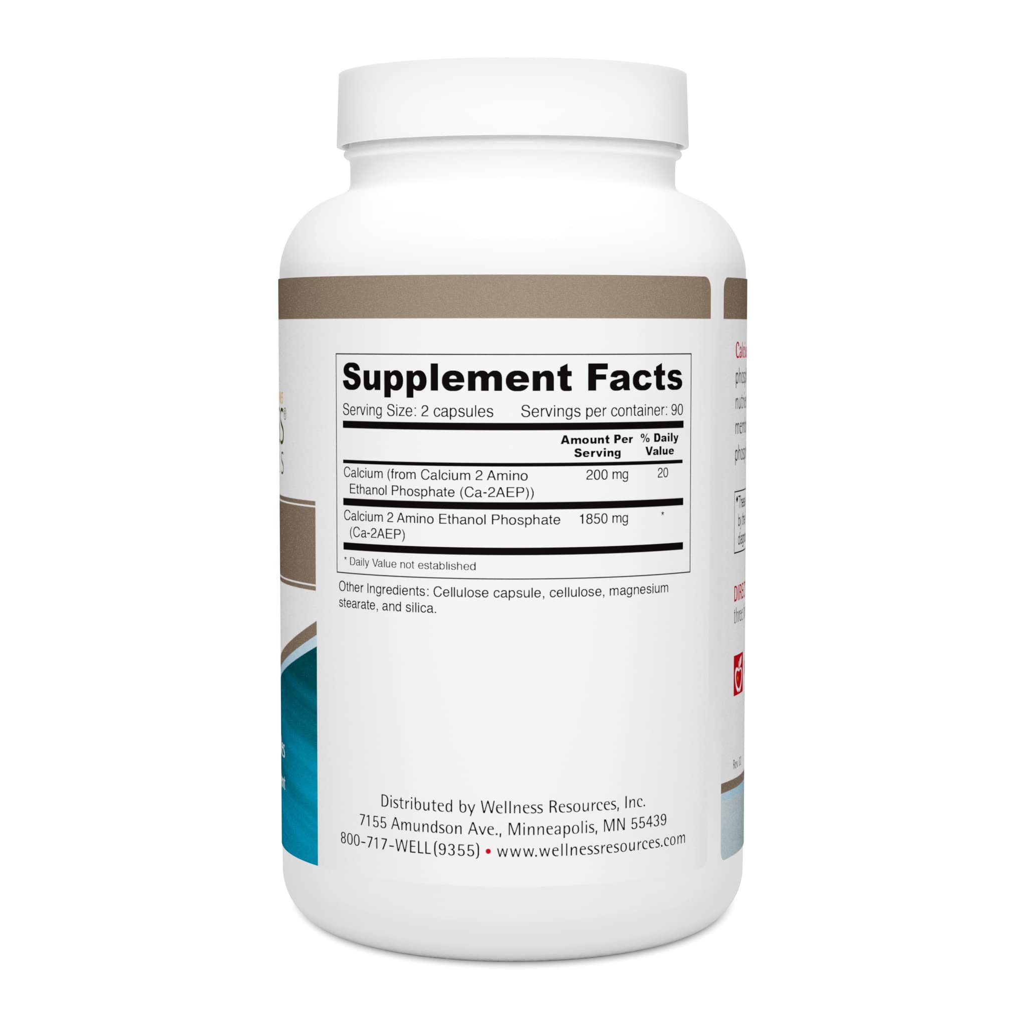 Wellness Resources Calcium AEP capsules close-up highlighting compact daily nerve support.