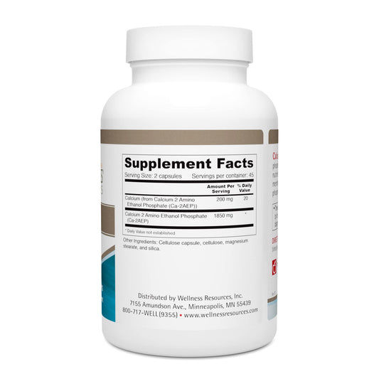 Wellness Resources Calcium AEP capsules pour illustrates easy daily nerve and cell health use