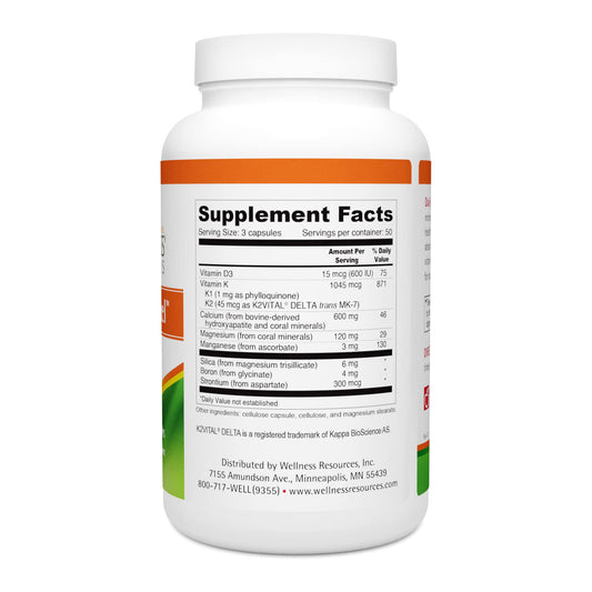 Wellness Resources Daily Bone Xcel capsules close-up showing high bioavailability calcium