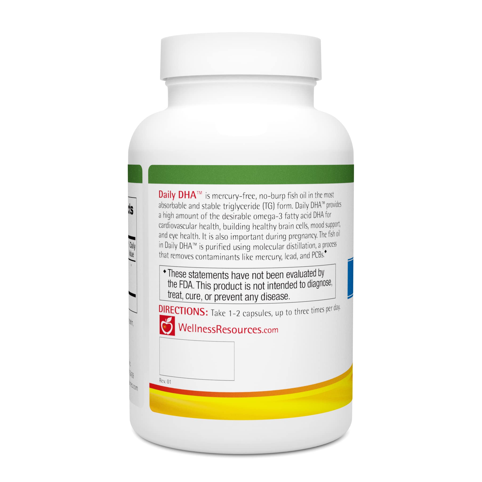 Wellness Resources Daily DHA bottle pour suggests effortless dosing as part of routines.