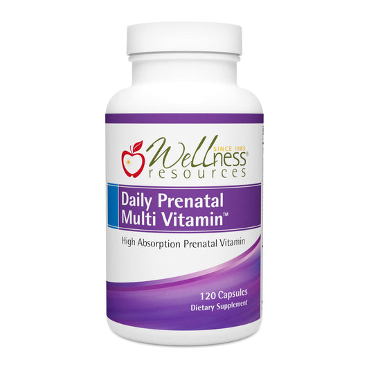 Wellness Resources Daily Prenatal bottle showing complete multivitamin for mom
