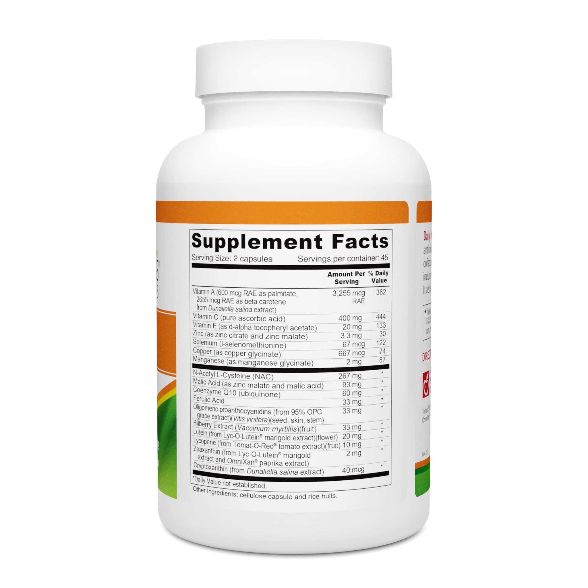 Wellness Resources Daily Protector capsules close-up highlighting carotenoids for eye support.
