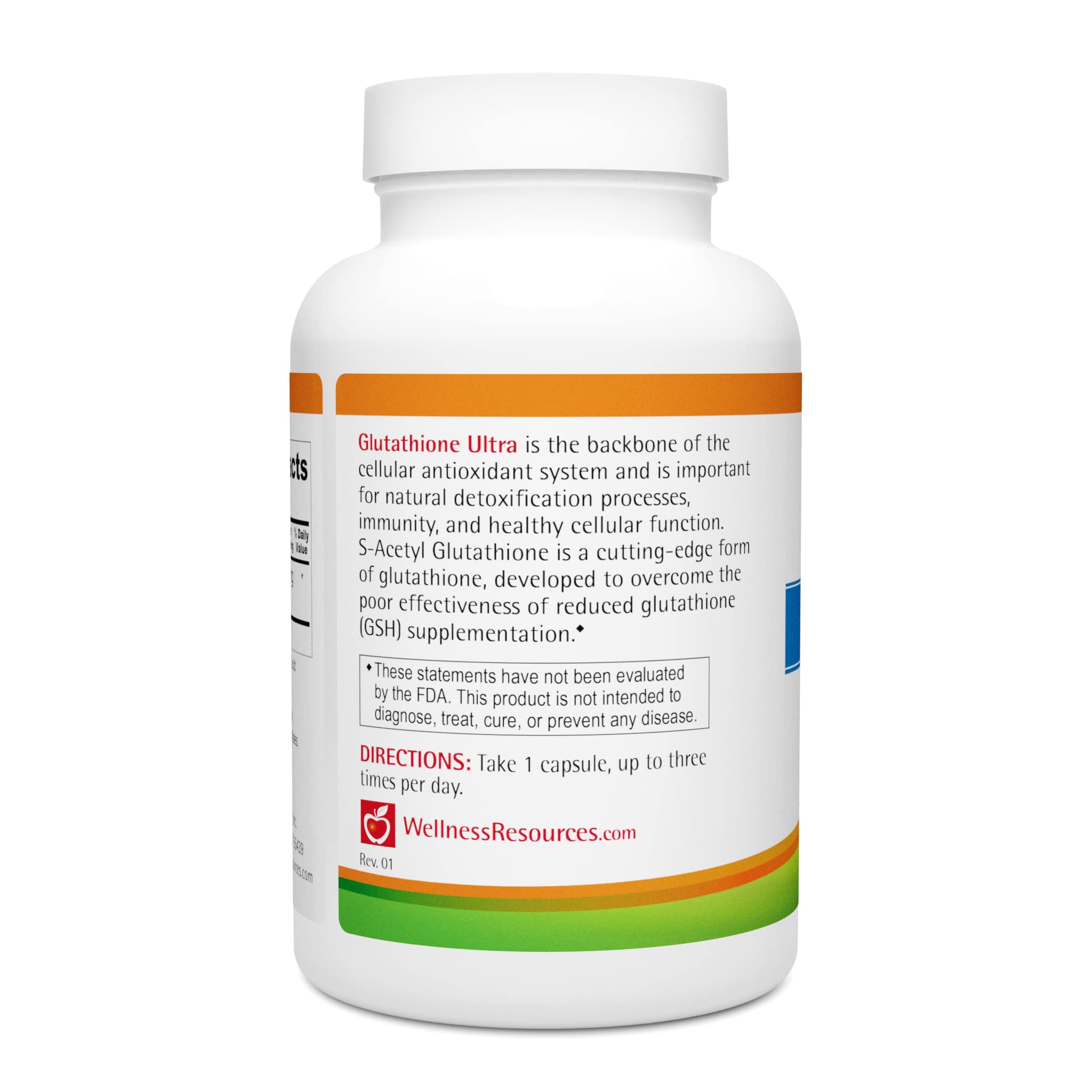 Wellness Resources Glutathione Ultra label closeup highlighting SAG formula
