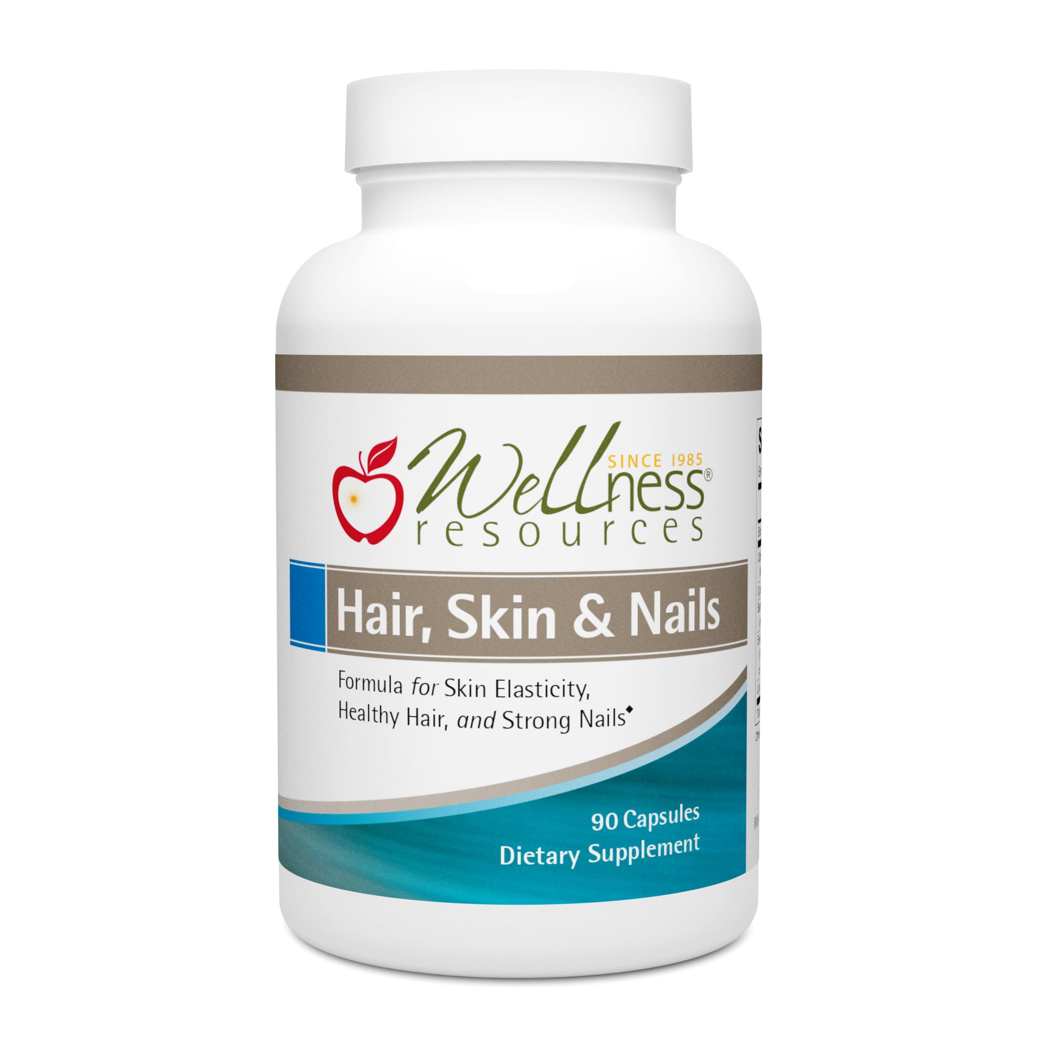Wellness Resources bottle of Hair Skin Nails capsules for daily support.