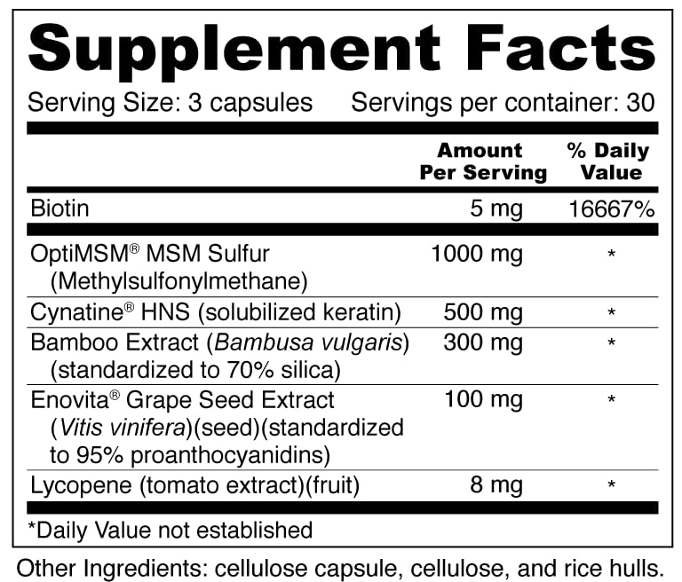 Wellness Resources capsules closeup highlighting the biotin and keratin for hair health.