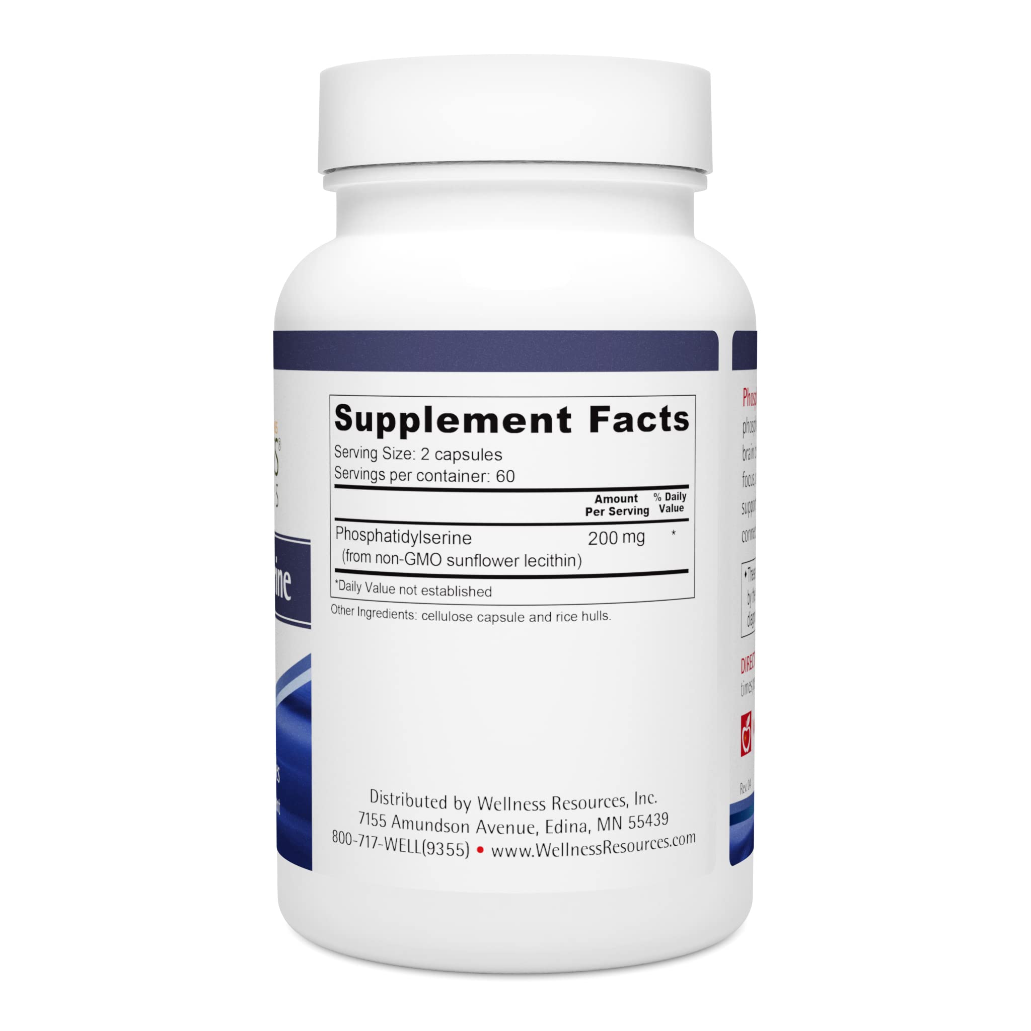 Wellness Resources PhosphatidylSerine capsules close-up showing soft veggie shell for balanced daily use.