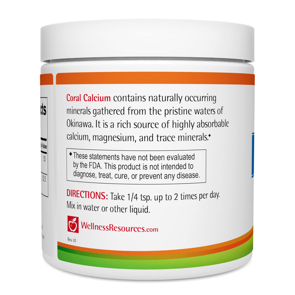 Wellness Resources pouring coral calcium powder demonstrating convenient daily supplementation