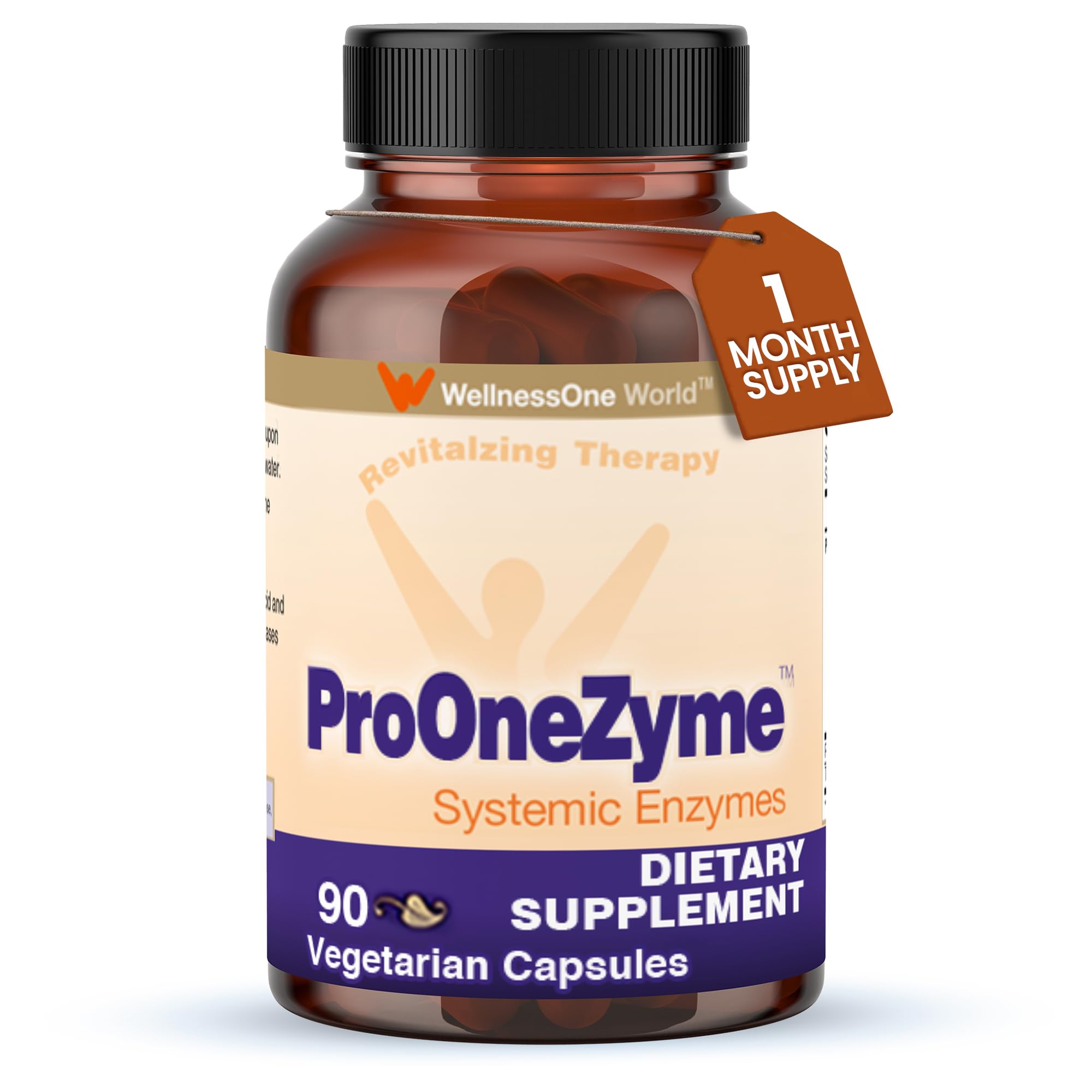 WellnessOne ProOneZyme digestive enzymes bottle supports daily digestion and gut comfort.