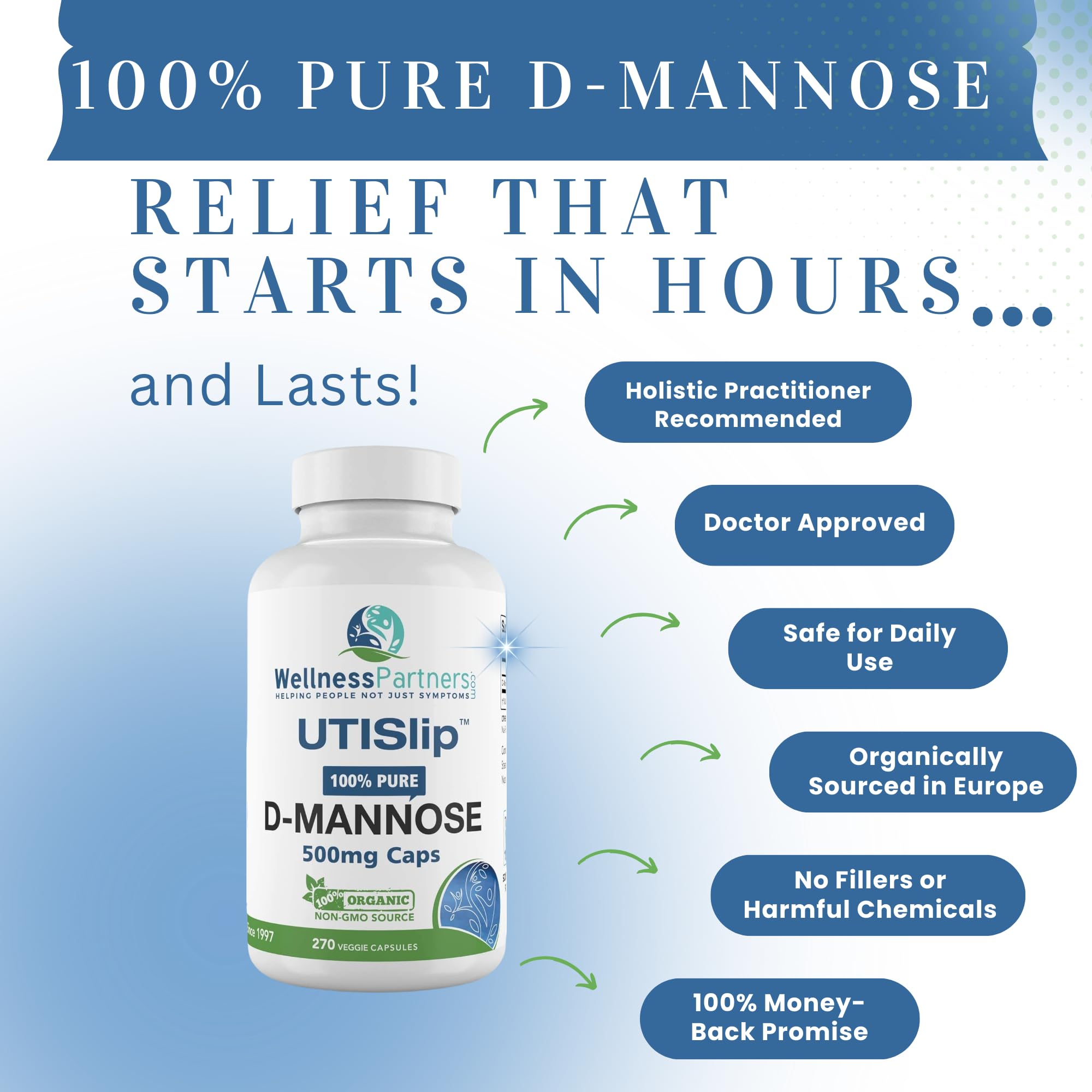 WellnessPartners UTI Slip D-Mannose carton and bottle showcase complete product