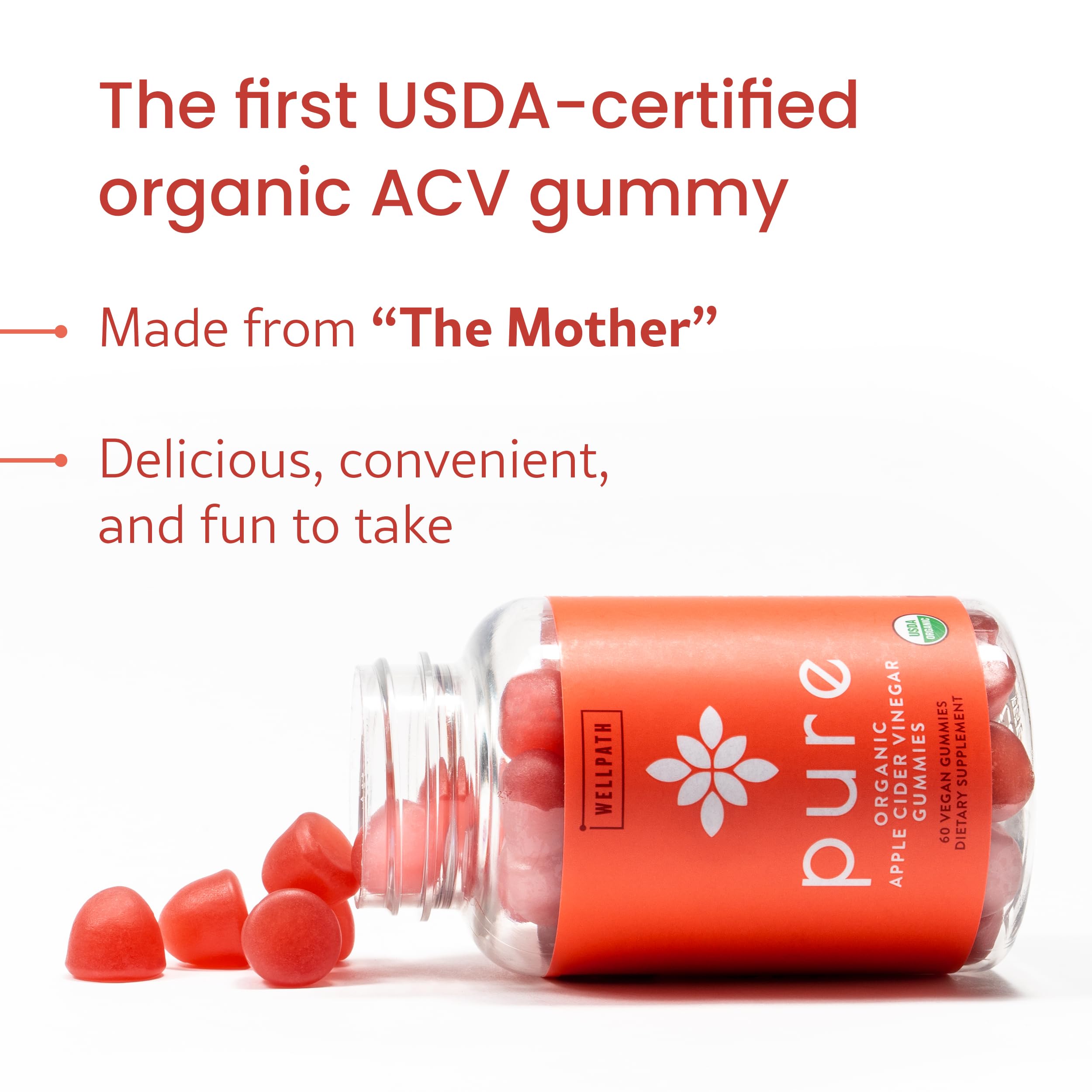 WellPath Pure ACV Gummies Ginger Label documents clean, non-GMO ingredients.