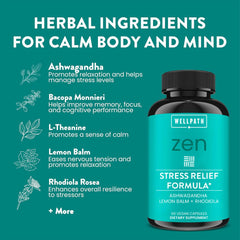 WellPath Zen with ashwagandha and rhodiola displays natural adaptogens for balance.