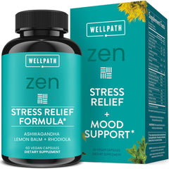 WellPath Zen stress relief bottle front promotes daily calm and focused energy.
