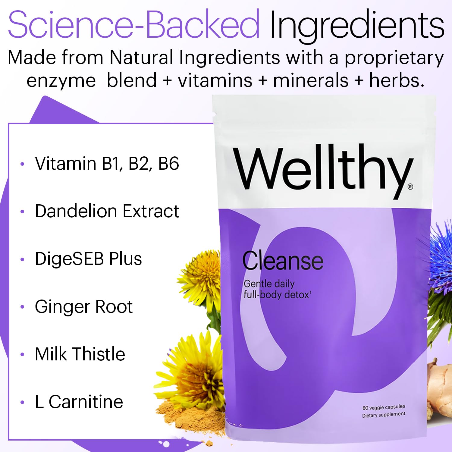 Wellthy detox with ginger root and DigeSEB Plus for gut health.