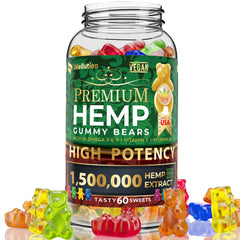 WELLUTION Hemp Gummies bottle with potency label for fast support