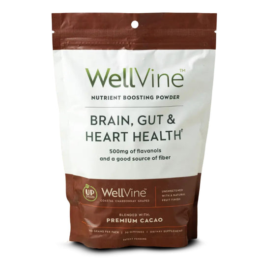 WellVine Nutrition Boosting Blend bottle showcasing upcycled grape marc polyphenols for daily wellness.