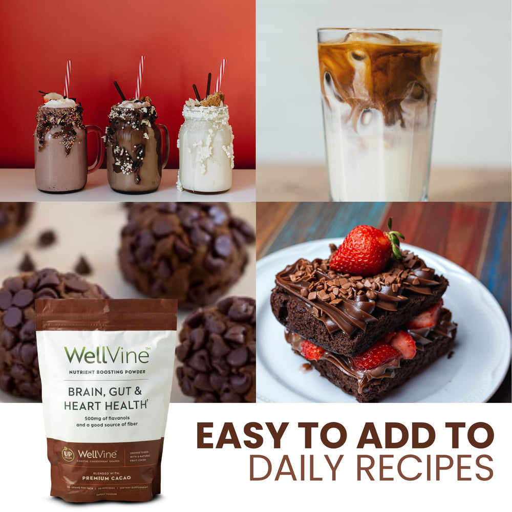 WellVine Nutrition Boosting Blend served with a refreshing drink after workout.
