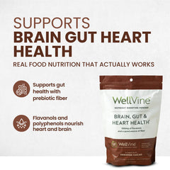 WellVine Nutrition Boosting Blend powder scoop ready to add to smoothies and meals.