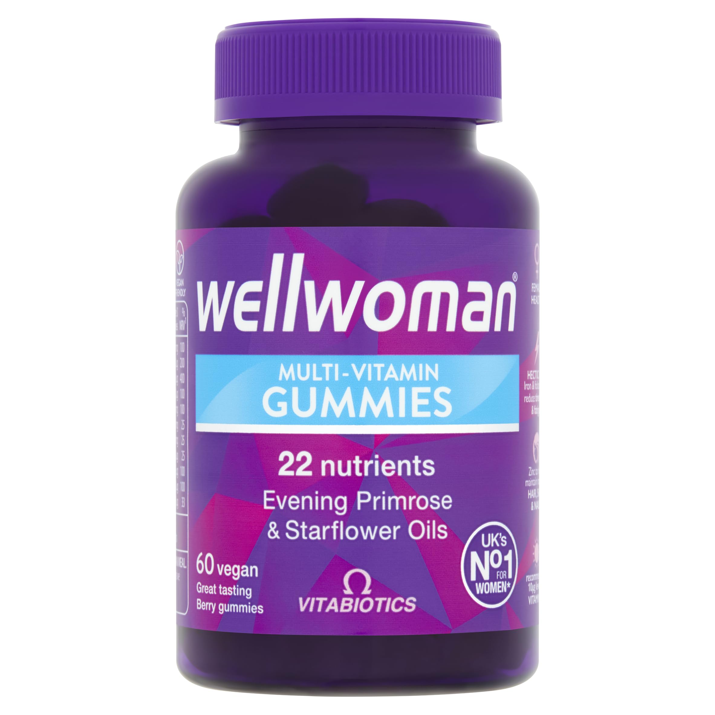 Wellwoman Multivitamin Gummies berry bottle for daily energy and immune support