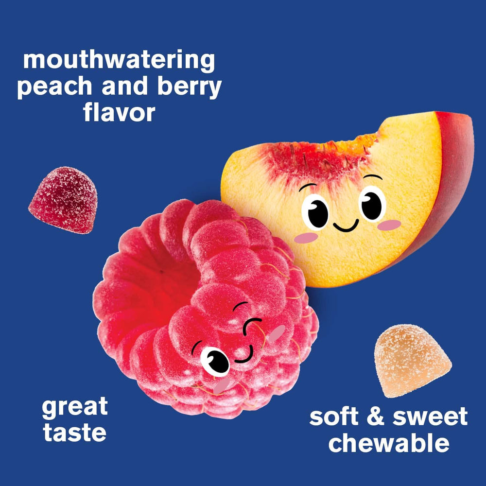WellYeah kids gummies label close-up, gluten-free and non-GMO claims.