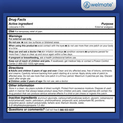 WELMATE patch box illustrating back, knee, and shoulder use