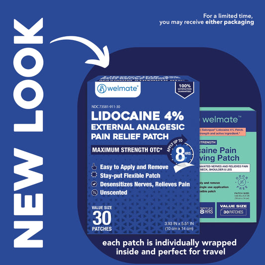 WELMATE patch individually wrapped for fast, portable pain management