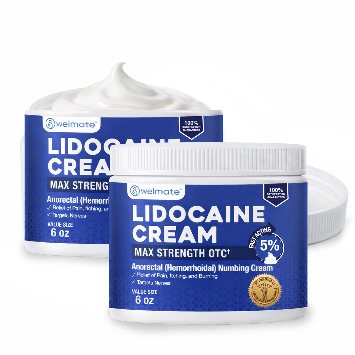 WELMATE 5% lidocaine hemorrhoid cream tube for quick external relief