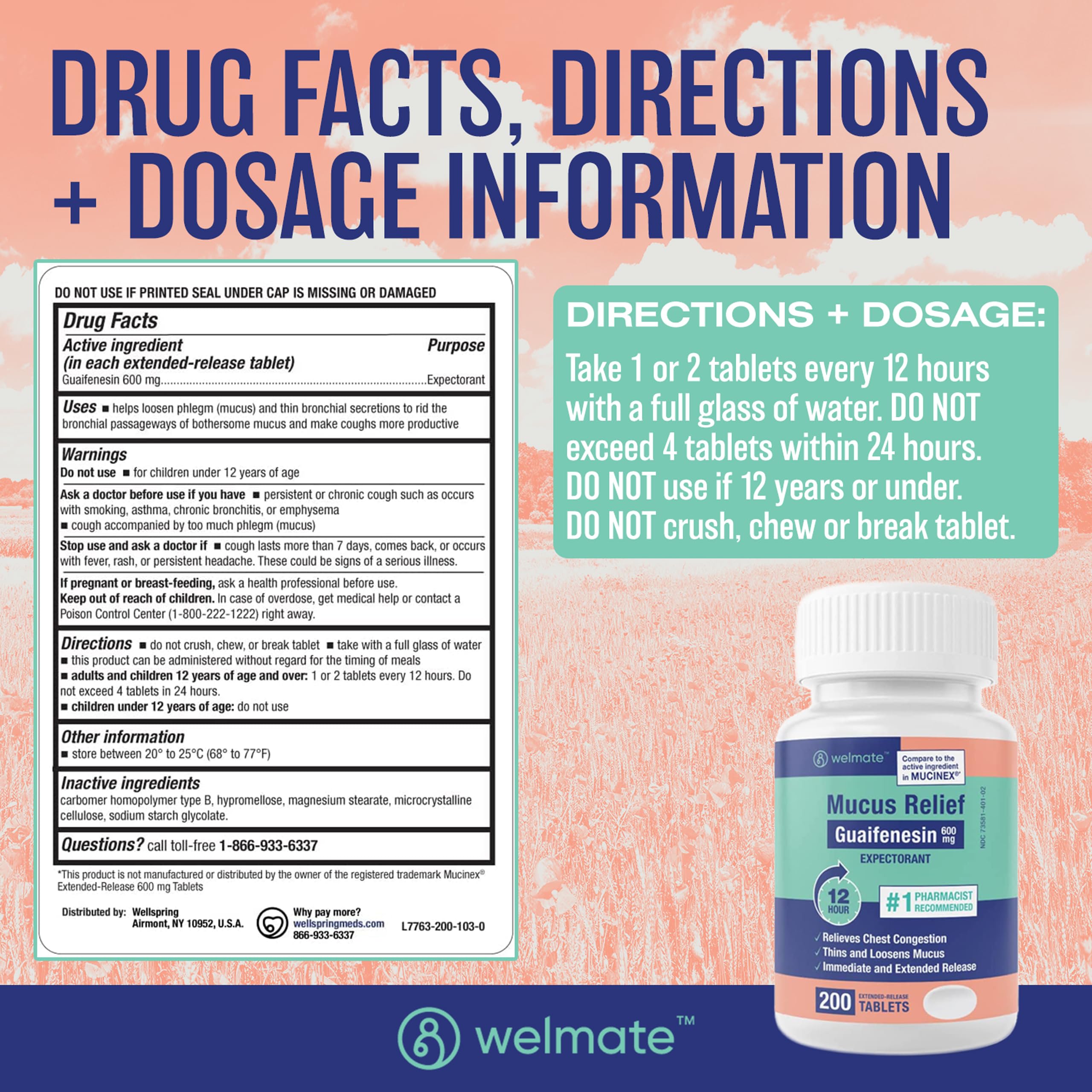 Box packaging highlights 200-count supply and extended-release format.