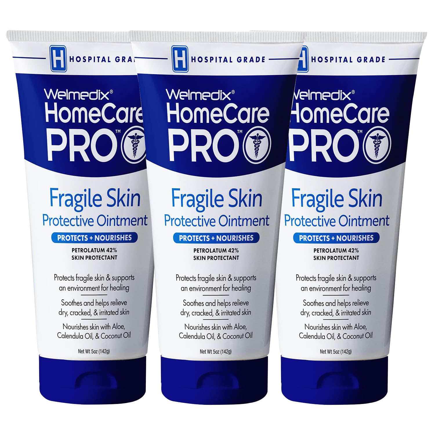 Welmedix Fragile Skin Ointment pack 3 front view protects delicate skin with barrier care.