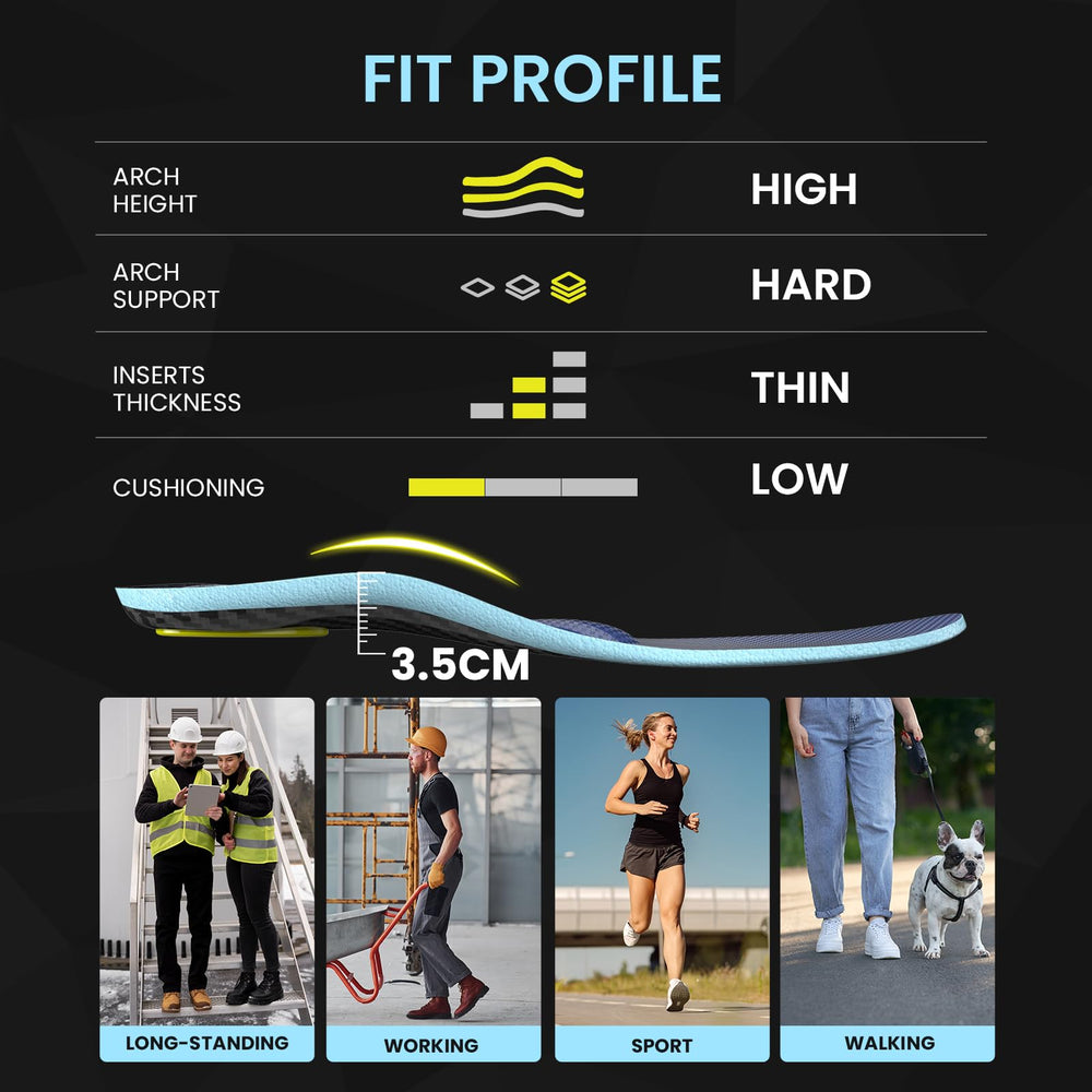 Welnove carbon fiber high arch insoles built for durability and long-lasting support.