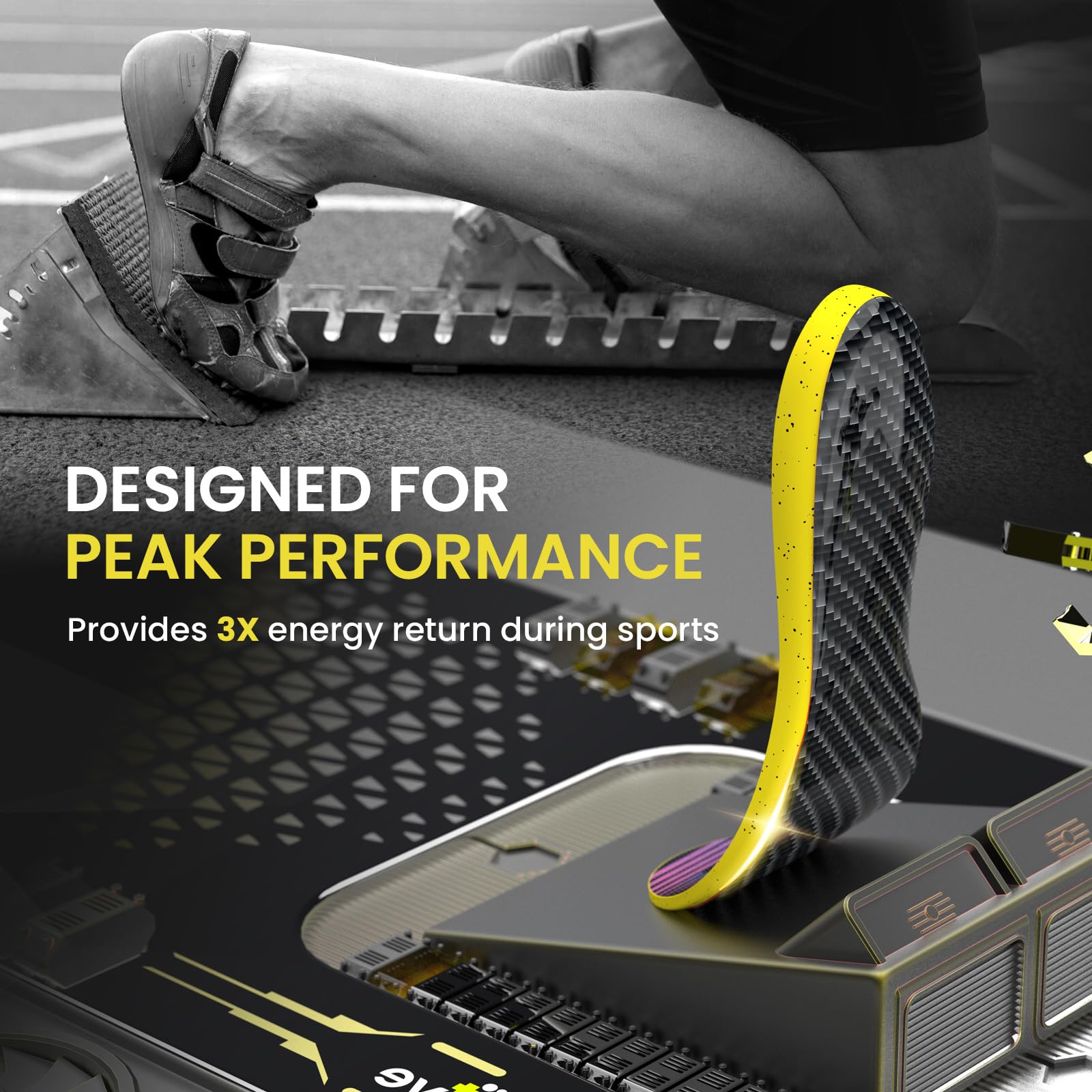 Welnove insoles use aerospace-grade carbon fiber for lightweight strength.