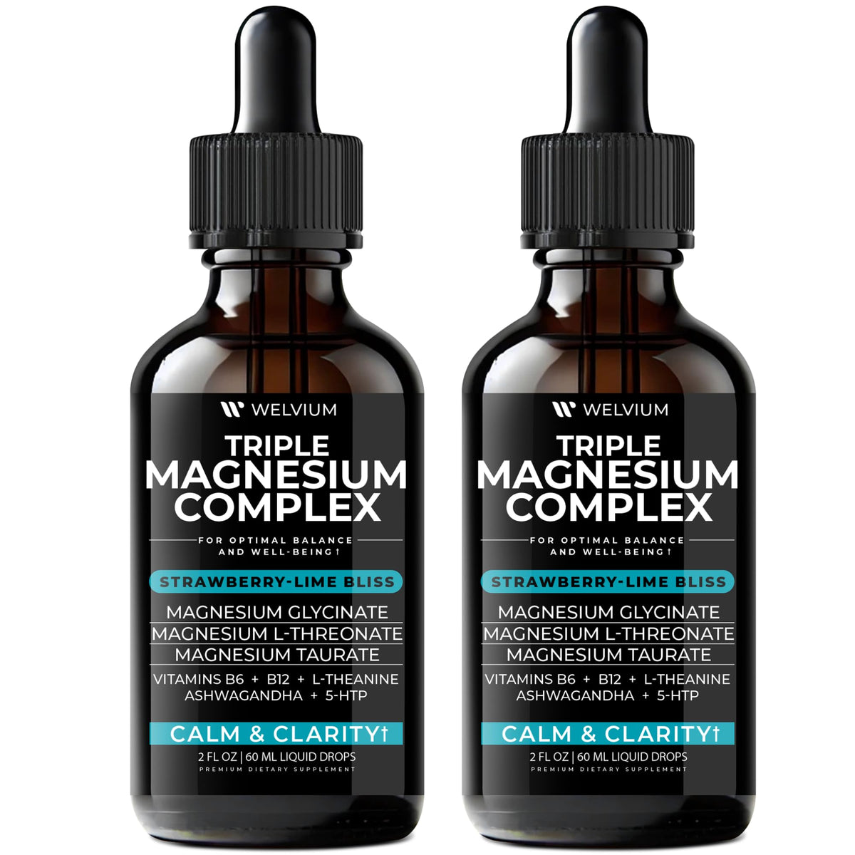 WELVIUM Triple Magnesium Liquid Drops bottle pours for quick daily use