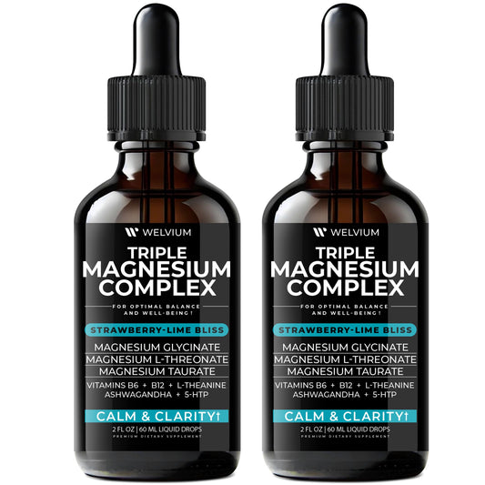 WELVIUM Triple Magnesium Liquid Drops bottle pours for quick daily use
