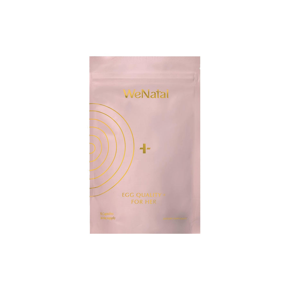 WeNatal Egg Quality+ bottle showing 90 vegan capsules for reproductive support