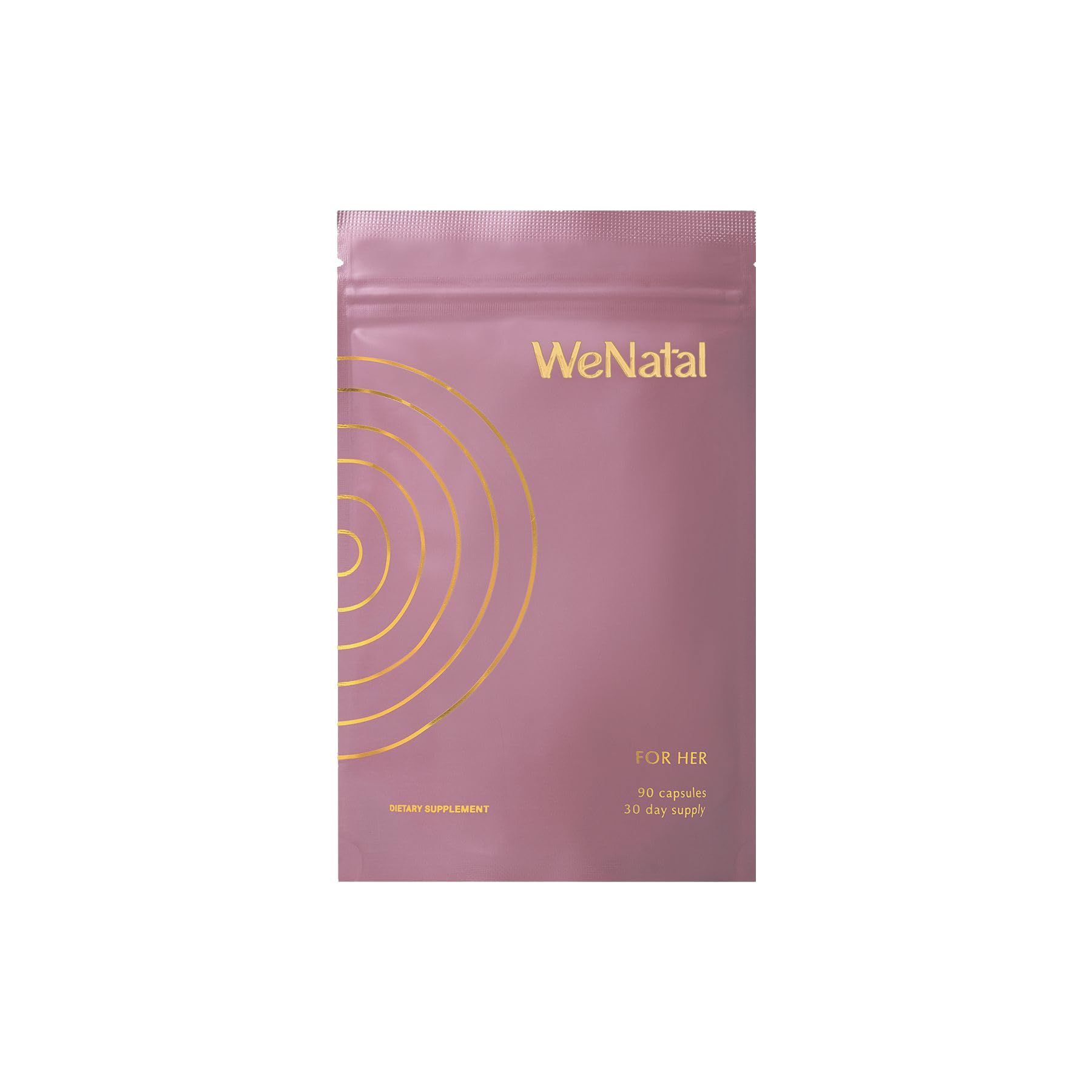 WeNatal for Her prenatal capsules bottle highlights gentle, high-absorption nutrients for pregnancy.