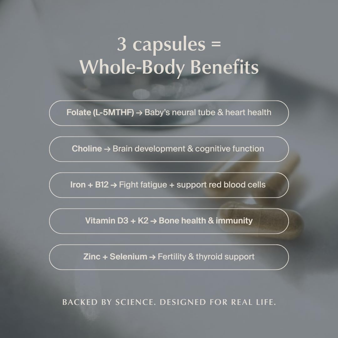 WeNatal for Her vitamin D3 bottle features immune and mood support benefits.
