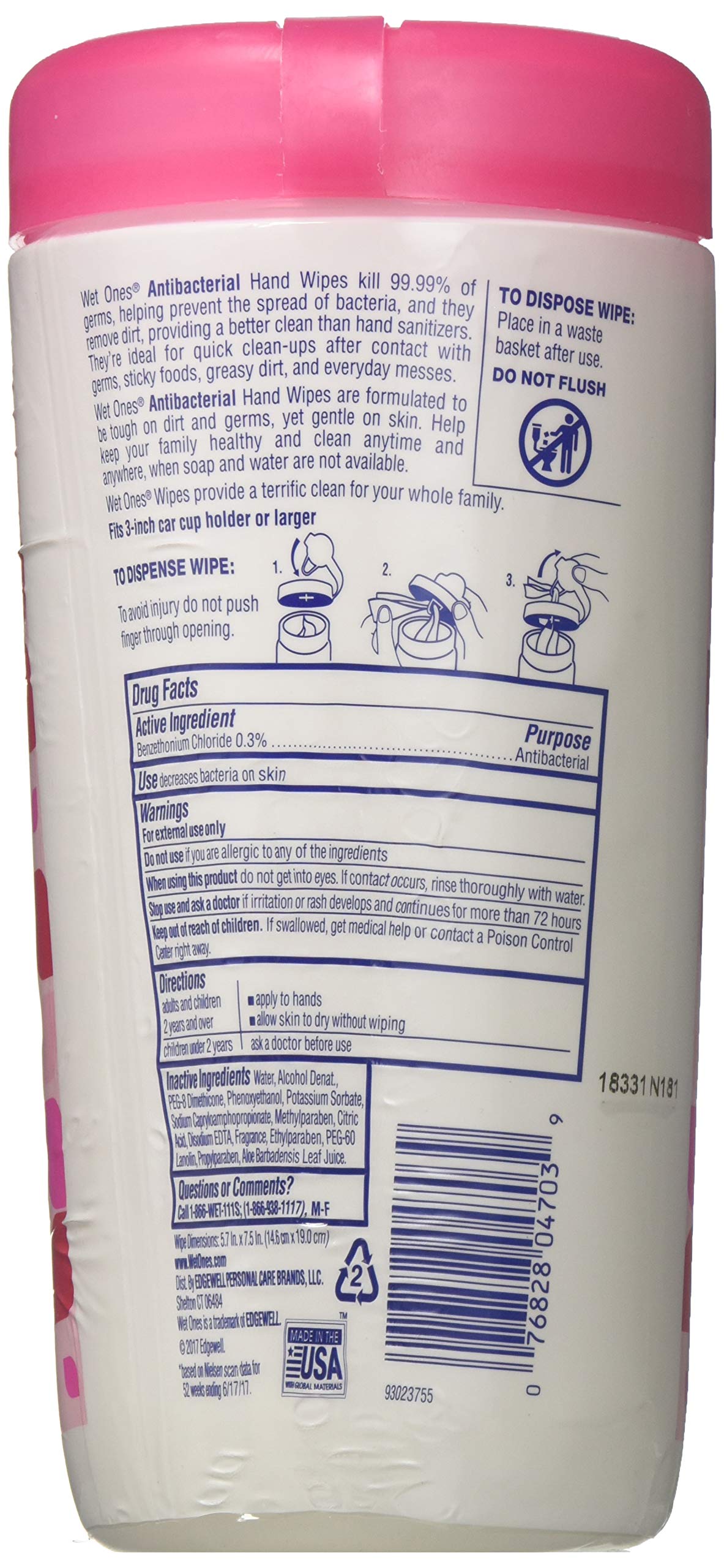 Close-up of thick, soft Wet Ones wipes ready for quick cleanup.