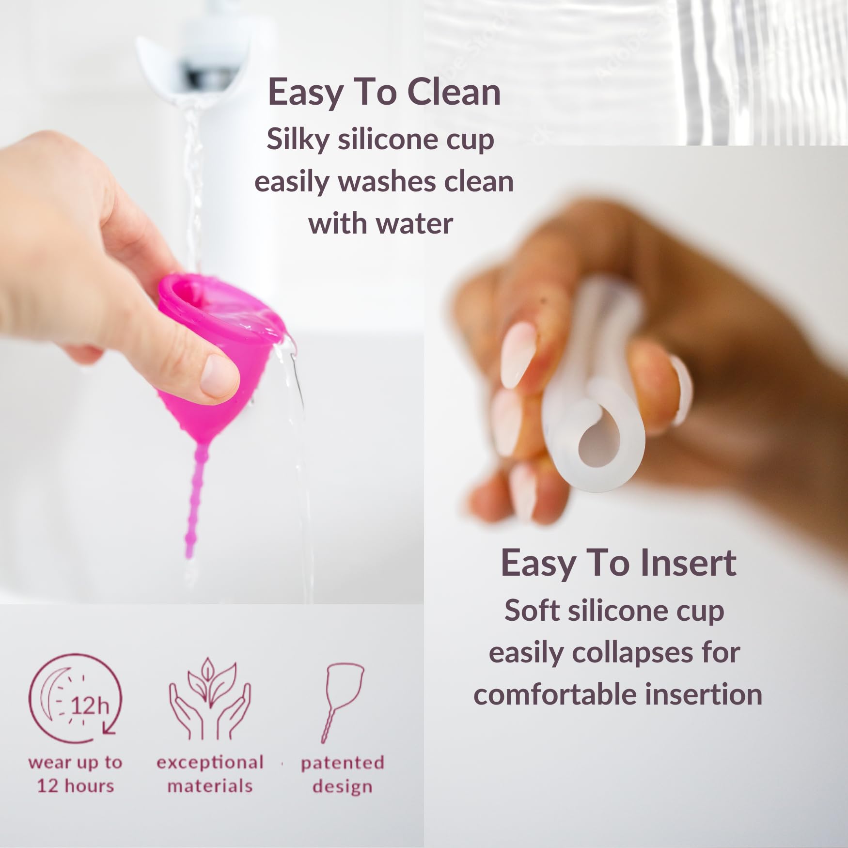 WEVOTOPIA Kind Cup made from 100% medical-grade silicone for purity.