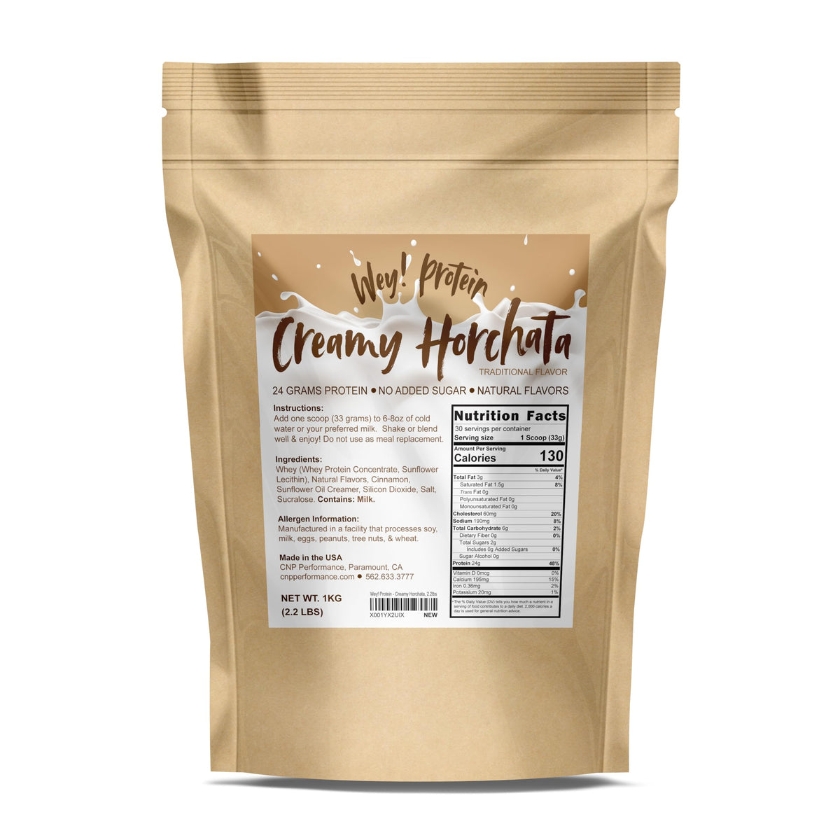 Wey! Horchata protein bottle showing authentic cinnamon flavor