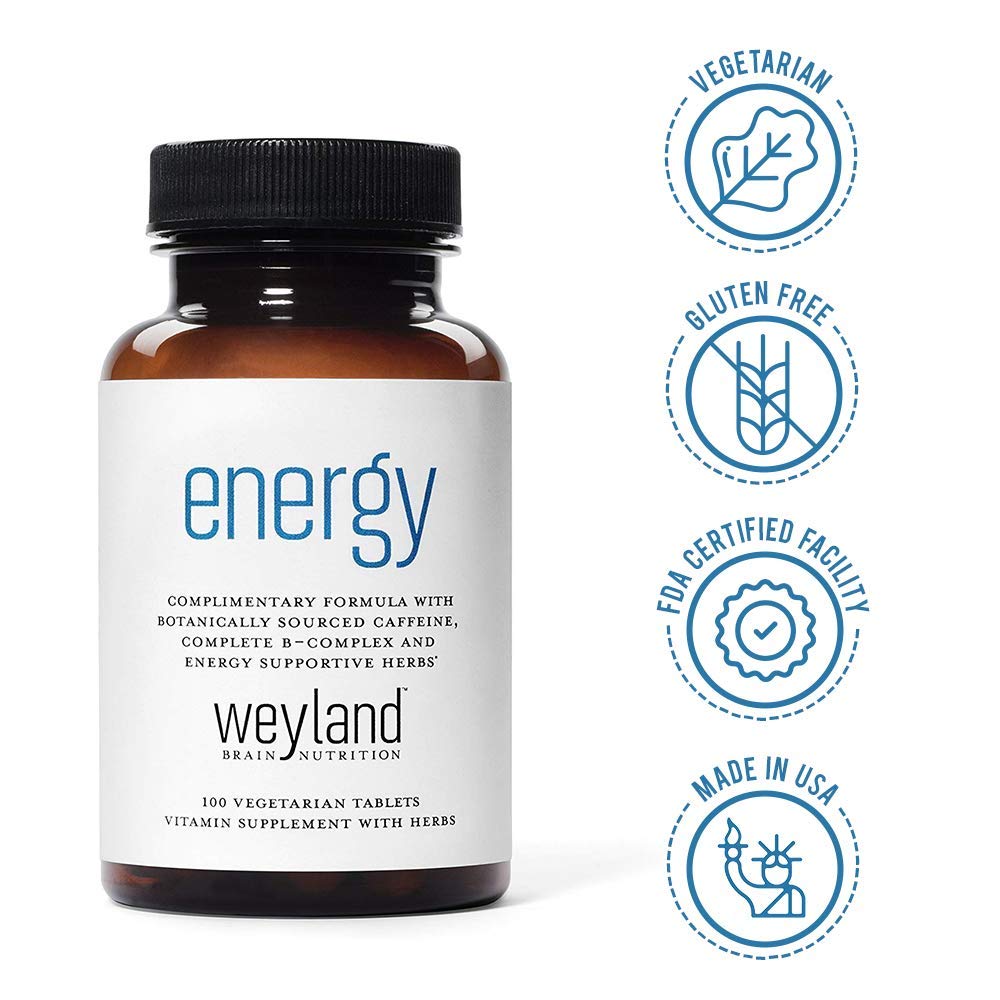 Weyland Energy bottle on desk for daily routine.
