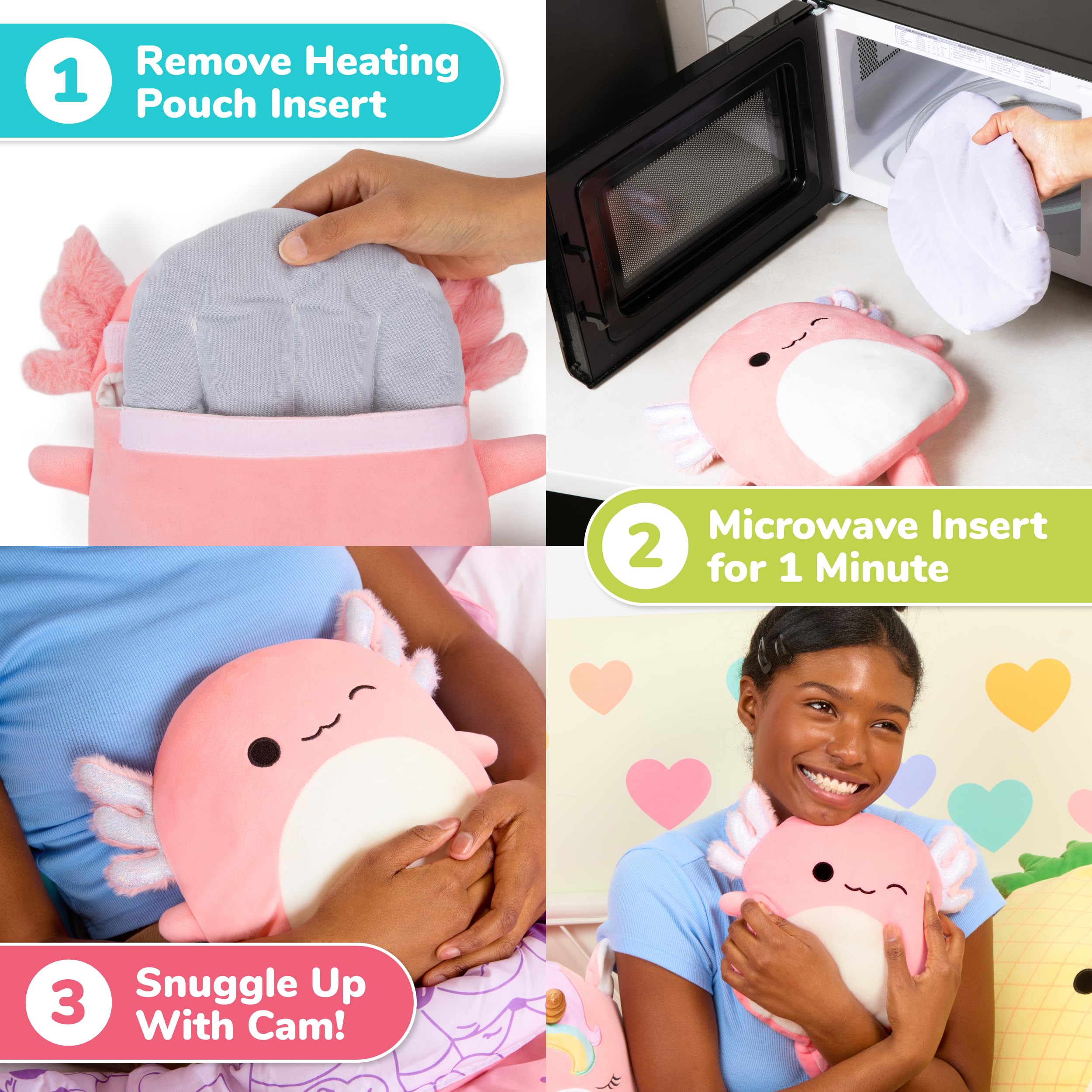 What Do You Meme Archie heating pad usage shot demonstrates easy 90-second warm-up