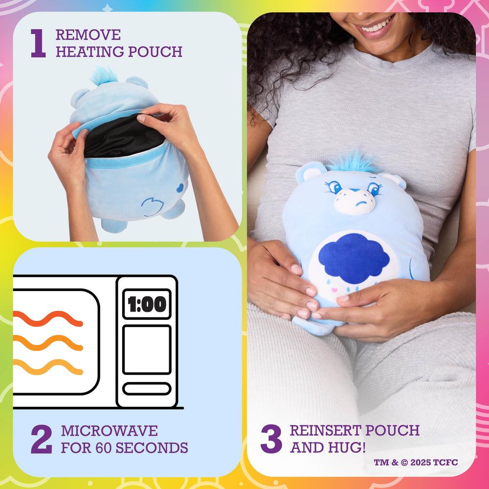 WHAT DO YOU MEME Grumpy Bear cord-free heating pad for mess-free warmth.