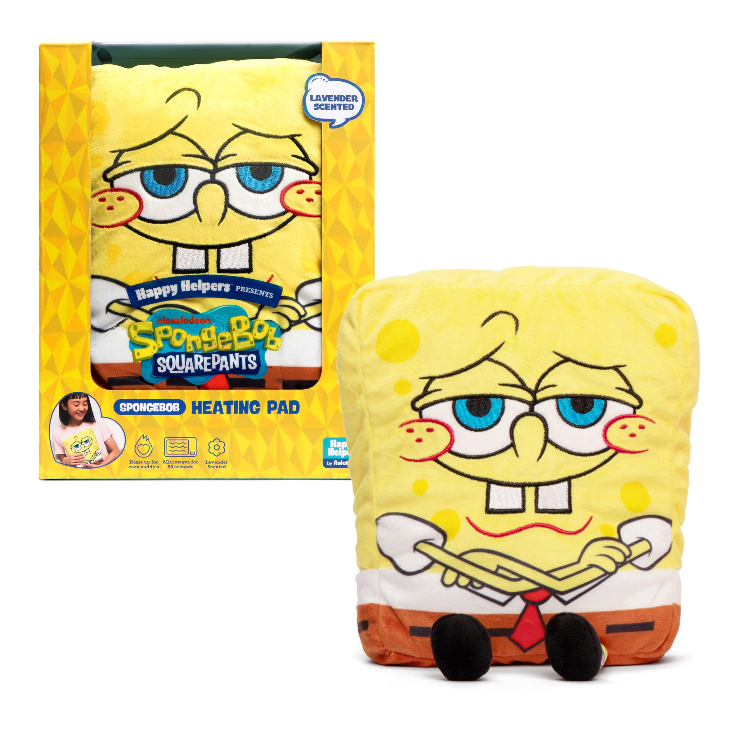 WHAT DO YOU MEME? SpongeBob heating pad microwavable plush offers quick warmth and comfort.
