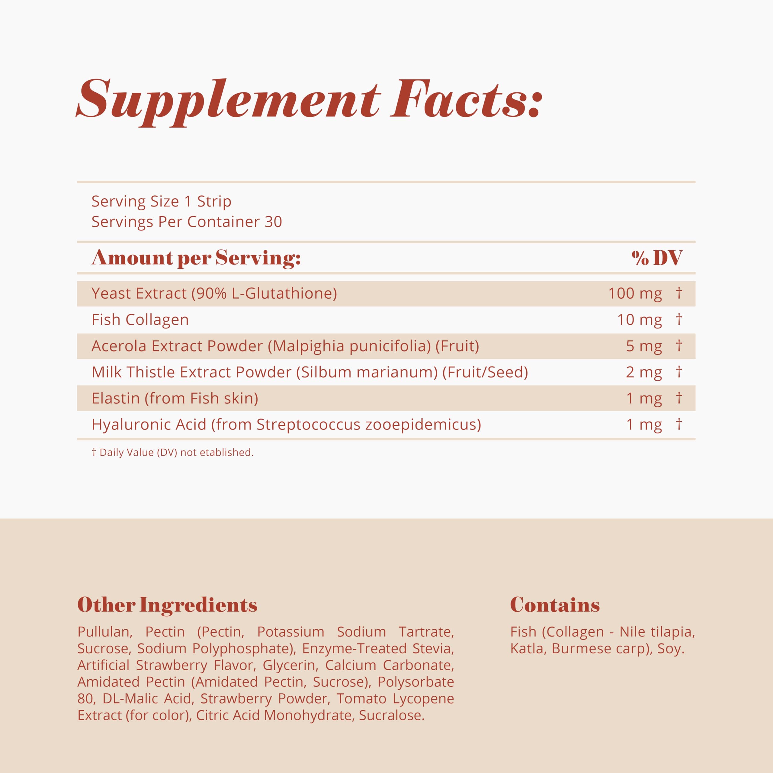 What the Glass Skin glutathione strip acerola note adds vitamin C support