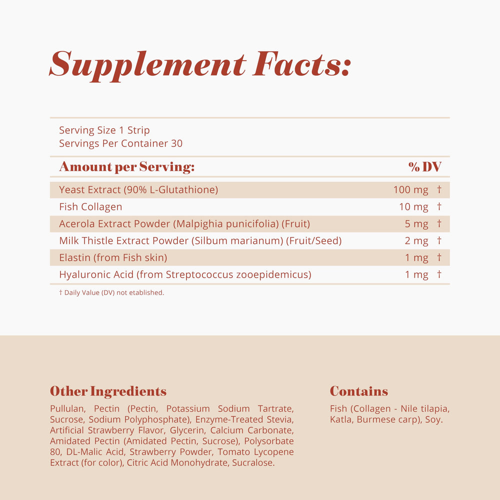 What the Glass Skin glutathione strip acerola note adds vitamin C support