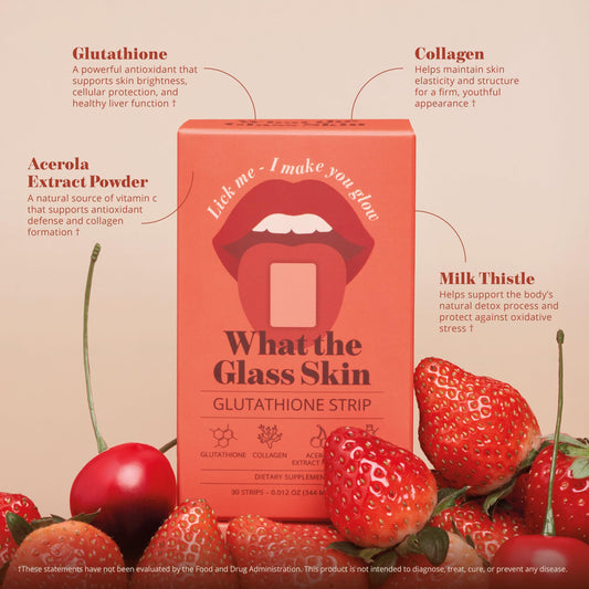 What the Glass Skin glutathione strip opened pack demonstrates easy dose access on busy mornings