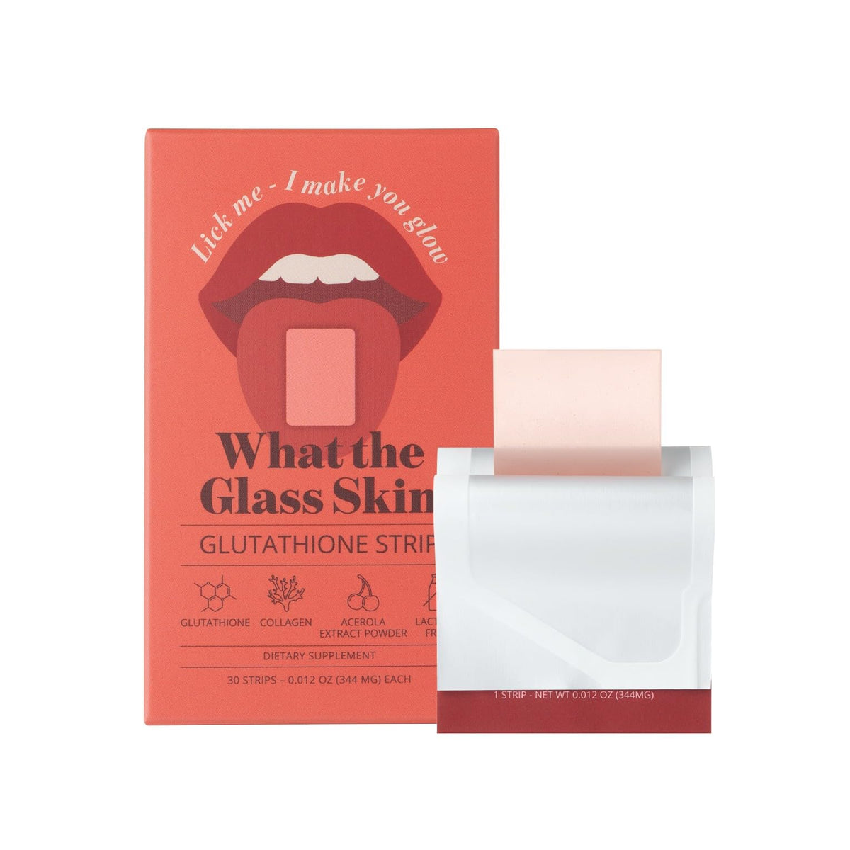 What the Glass Skin glutathione strip packaging shows portable convenience for on-the-go skincare