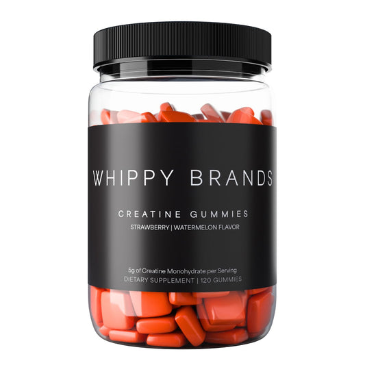 Whippy Brands Creatine Gummies 5g serving for strength support.