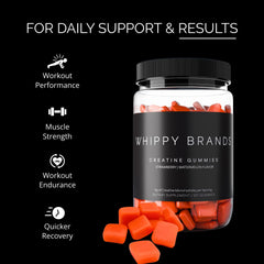 Whippy Brands Creatine Gummies US-made label signaling quality ingredients.