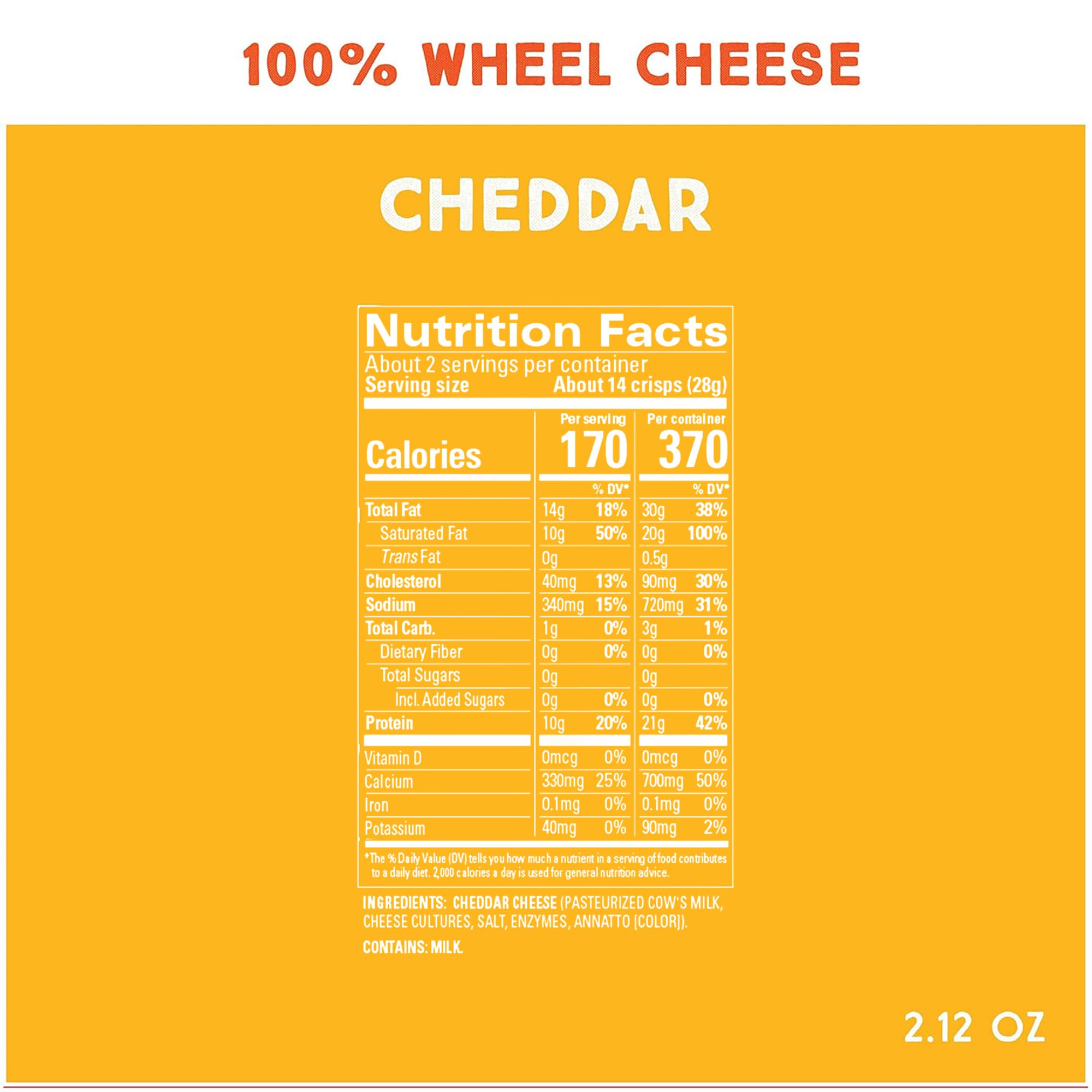 Whisps Cheddar close-up highlights crunchy texture and protein-rich snack.