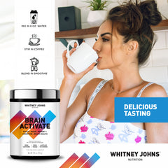Whitney Johns Brain Activate C8 MCT bottle emphasizing fast ketone support.
